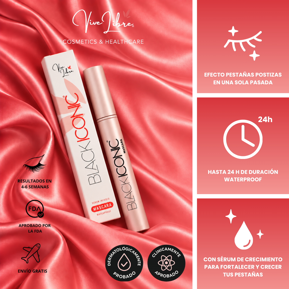 BLACK ICONIC MASCARA - Máscara Waterproof con Sérum de Crecimiento 6mL