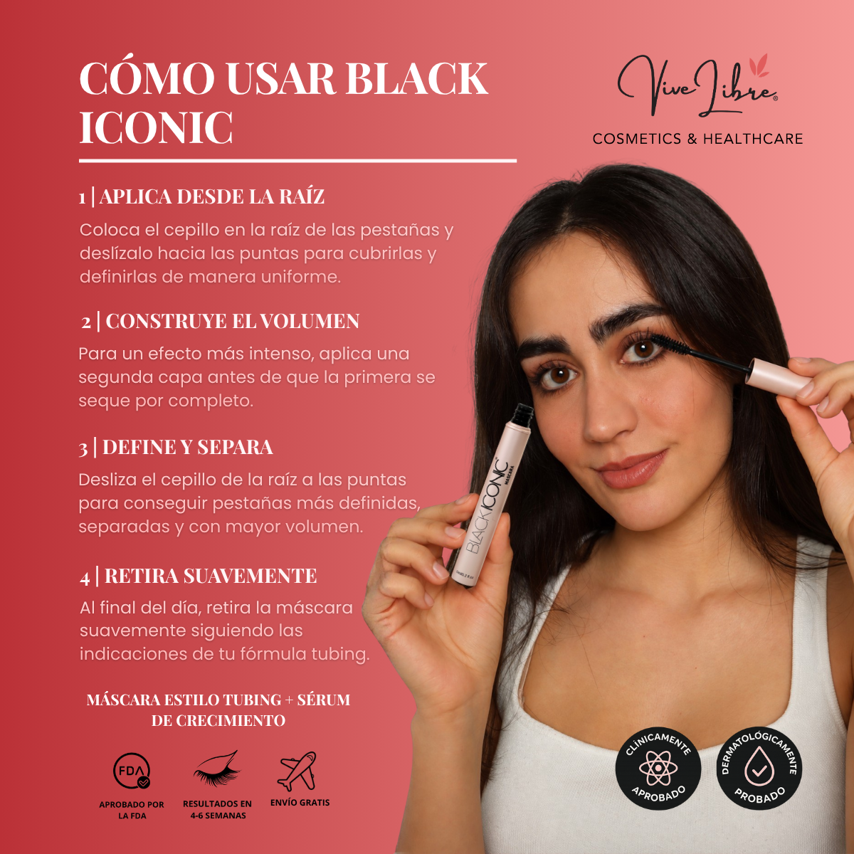 BLACK ICONIC MASCARA - Máscara Waterproof con Sérum de Crecimiento 6mL